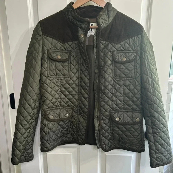 EUC Kut from the Kloth lightweight olive quilted jacket size Large Great details - Picture 2 of 11